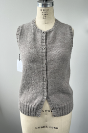 KNITS - Handknit Sweater Vest w/buttons - Taupe M