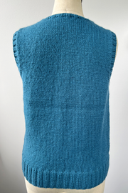 KNITS - Handknit Sweater Vest w/buttons - Teal M