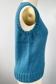 KNITS - Gilet pull tricoté à la main avec boutons - Sarcelle M