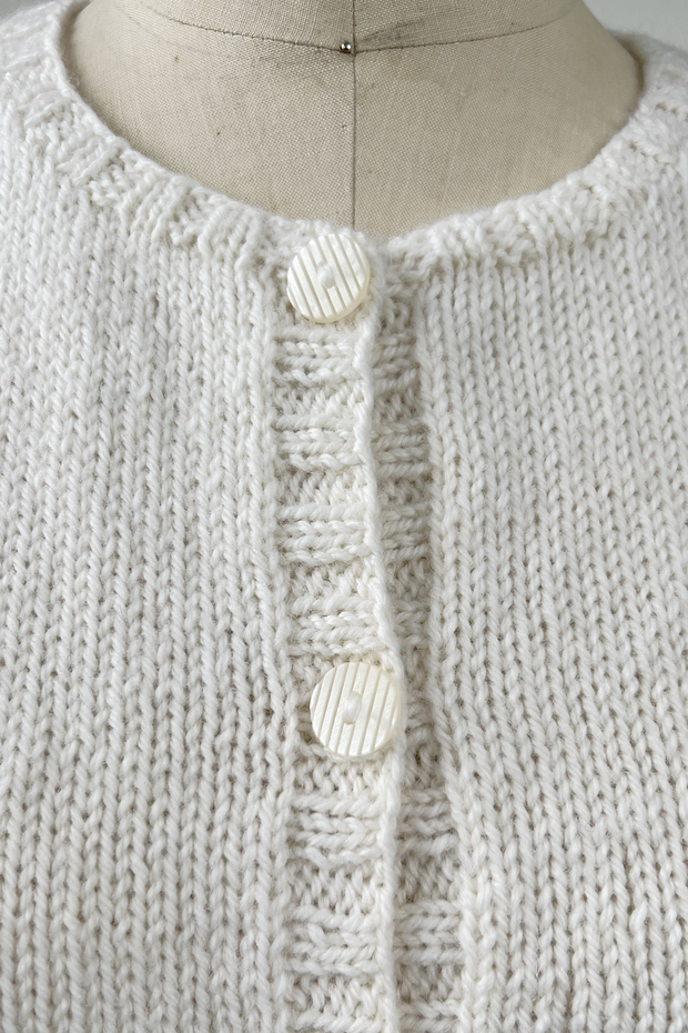 KNITS - Handknit Sweater Vest w/buttons - Winter White M