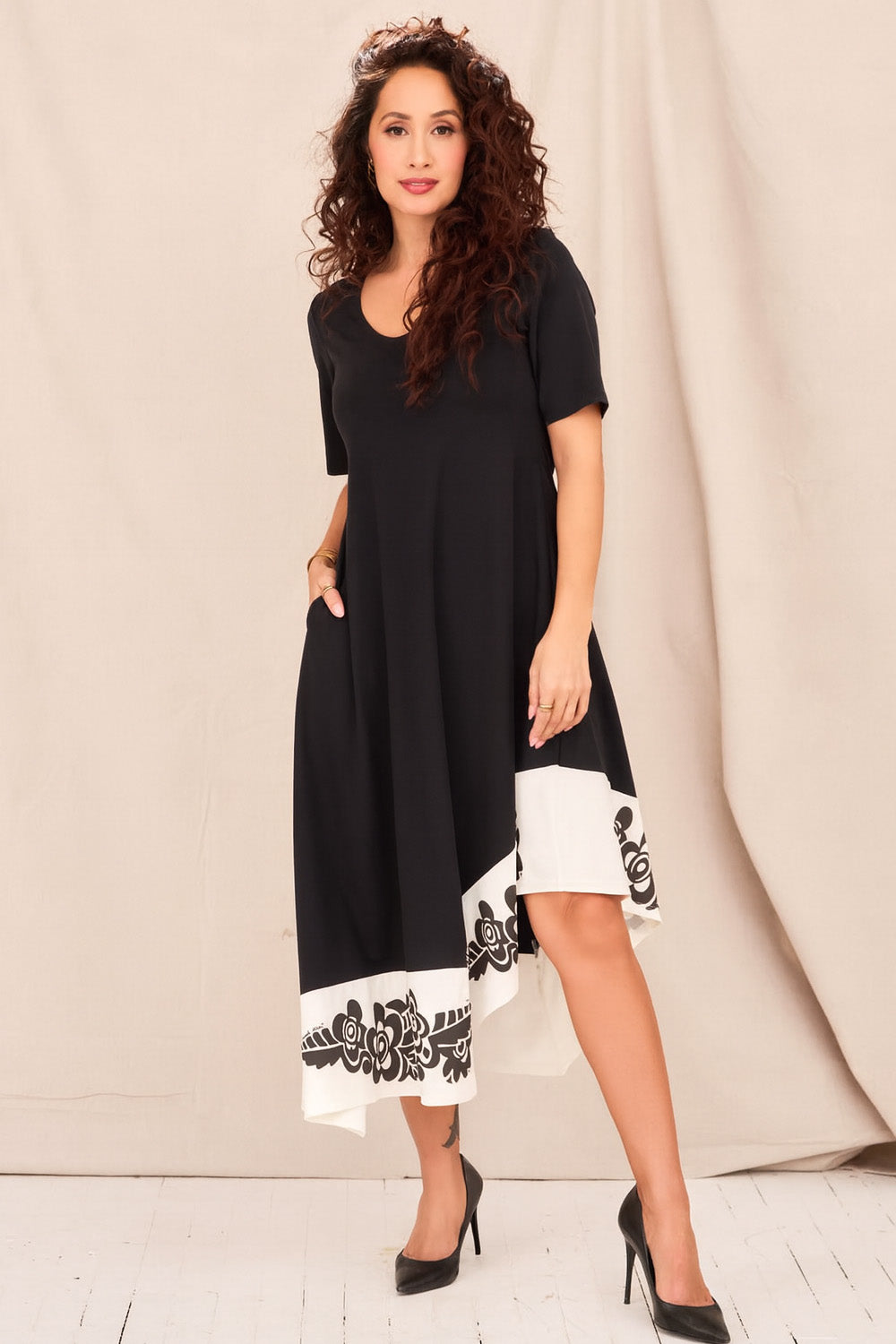 MONELLE PRINT Dress - Black/cream