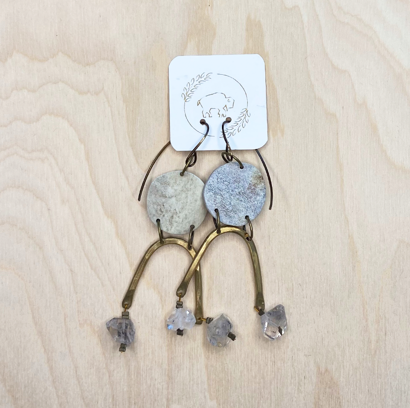 Crochet Sheppards - Boucles d&#39;oreilles Moondrop - Quartz Herkimer