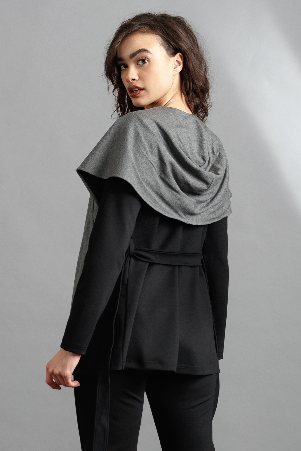 Blazer with hoodie attached womens hot sale