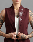 RED RIVER LONG Vest - Merlot - M - Anne Mulaire