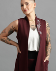 RED RIVER LONG Vest - Merlot - M - Anne Mulaire
